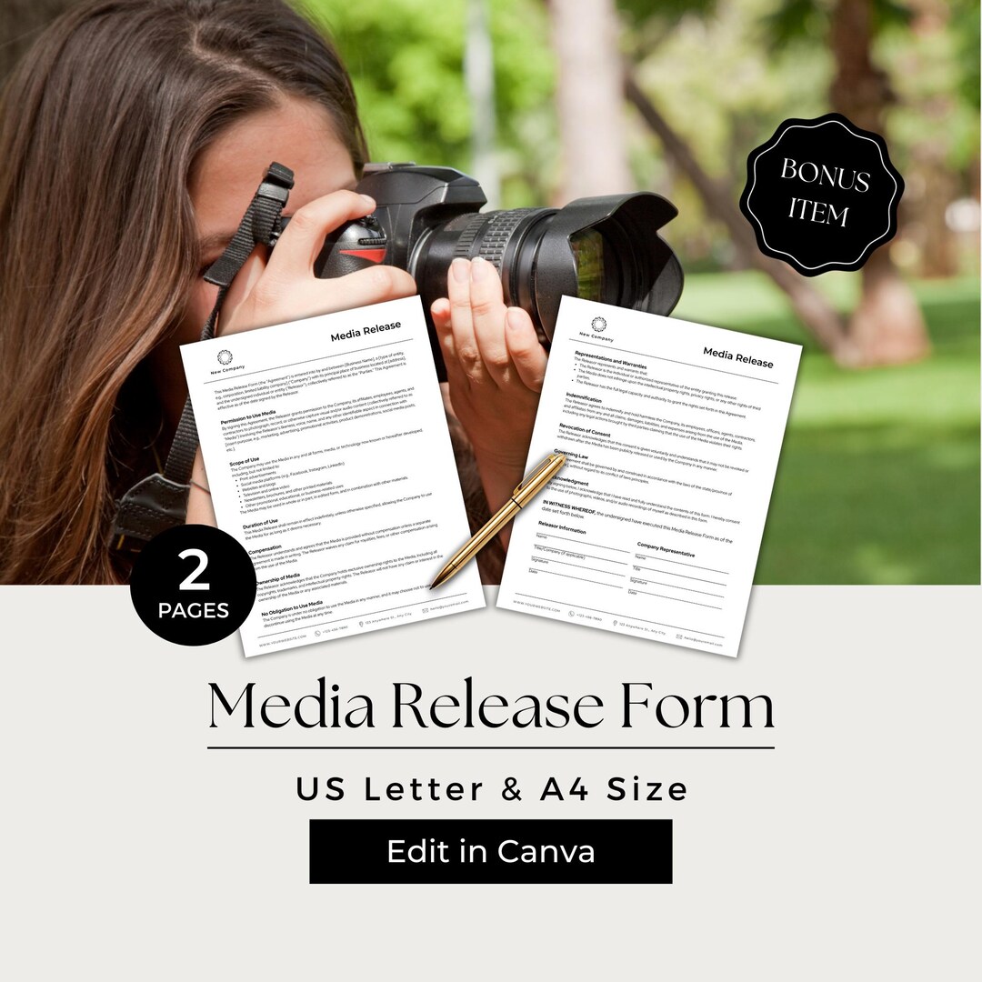 Media Release Form for Business, Photo Release of Liability Waiver
