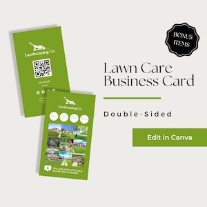 Lawn Service Business Card, Lawn Care Business Card Template, Lawn Mowing Business Cards, Lawn Care Business Card Canva, LCB202-3
