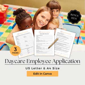 Employee Application, Intake Forms Daycare, Daycare Forms Canva, Daycare Employee Application, Daycare Application, CCB103-1