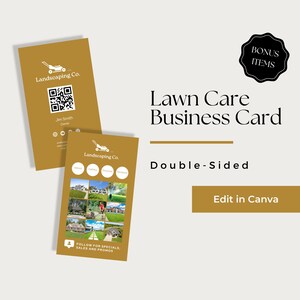 Lawn Service Business Card, Lawn Care Business Card Template, Lawn Mowing Business Cards, Lawn Care Business Card Canva, LCB106-3