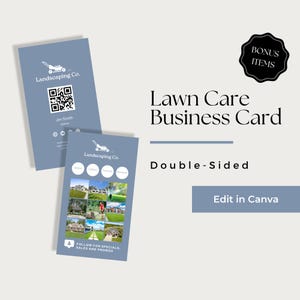 Lawn Service Business Card, Lawn Care Business Card Template, Lawn Mowing Business Cards, Lawn Care Business Card Canva, LCB203-3