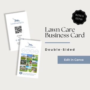 Lawn Care Business Card Template, Lawn Mowing Business Cards, Lawn Care Business Card Canva, Lawn Service Business Card, LCB203-4