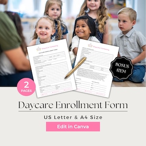 Daycare Application, Client Intake Daycare, Childcare Registration, Intake Forms Daycare, Daycare Enrollment Forms, CCB102-1