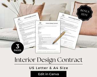 Interior Design Contract, Designer Agreement, Interior Decorator Contract, Decorator Agreement, Interior Agreement, ITD101-1