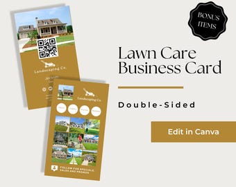 Lawn Mowing Business Cards, Lawn Care Business Card Canva, Lawn Service Business Card, Lawn Care Business Card Template, LCB106-5