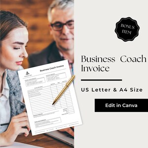Business Coach Invoice Template, Coaching Invoice, Coaching Bill, Coaching Payment, Business Invoice, Billing Statement, BCO101-1