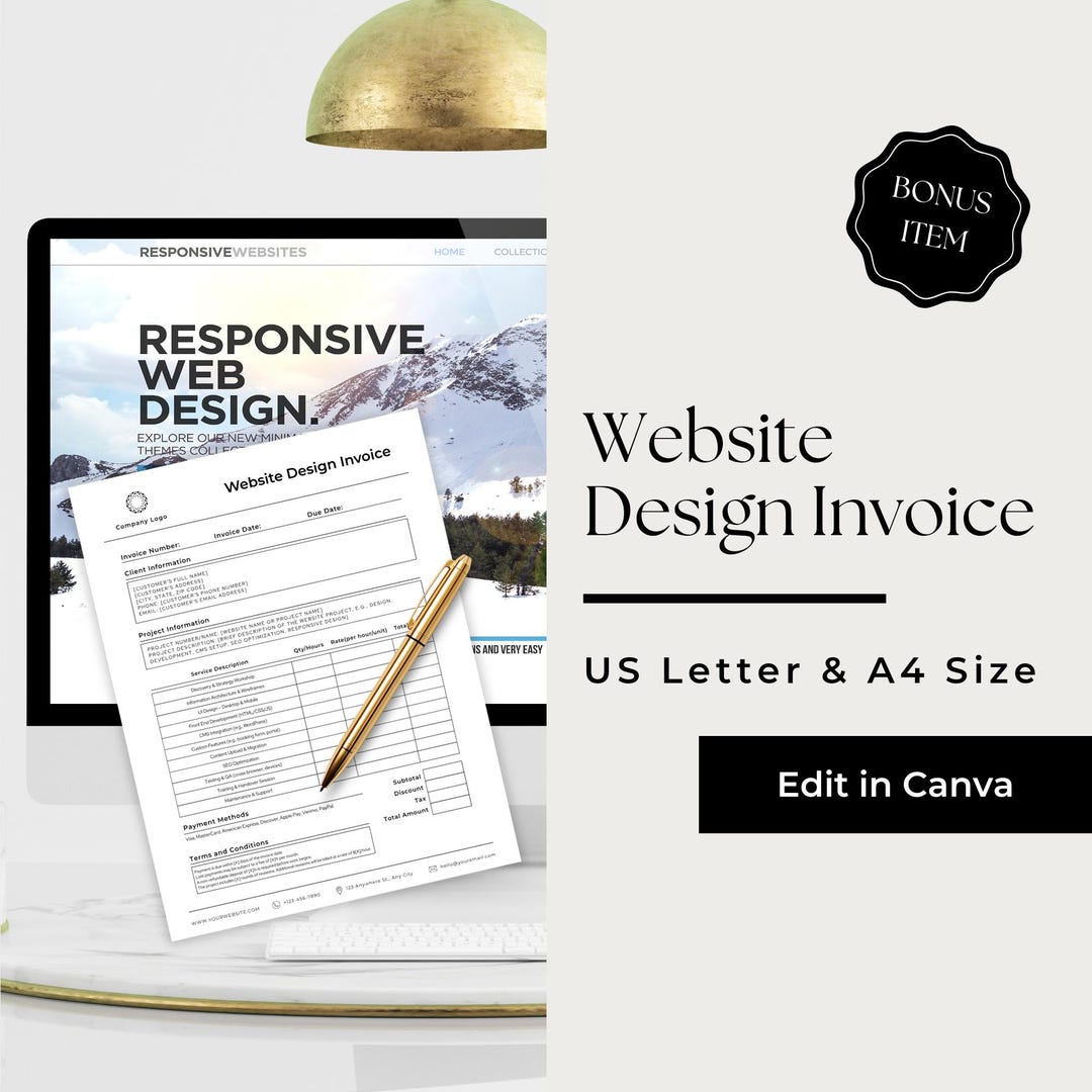 Website Building Invoice Website Design Invoice, Web Design Bill, Job Invoice Form, WEB101-1 - Etsy