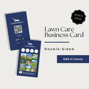 Lawn Service Business Card, Lawn Care Business Card Template, Lawn Mowing Business Cards, Lawn Care Business Card Canva, LCB204-3