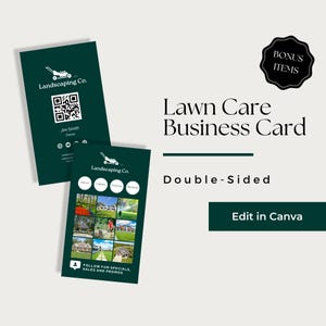 Lawn Service Business Card, Lawn Care Business Card Template, Lawn Mowing Business Cards, Lawn Care Business Card Canva, LCB106-3