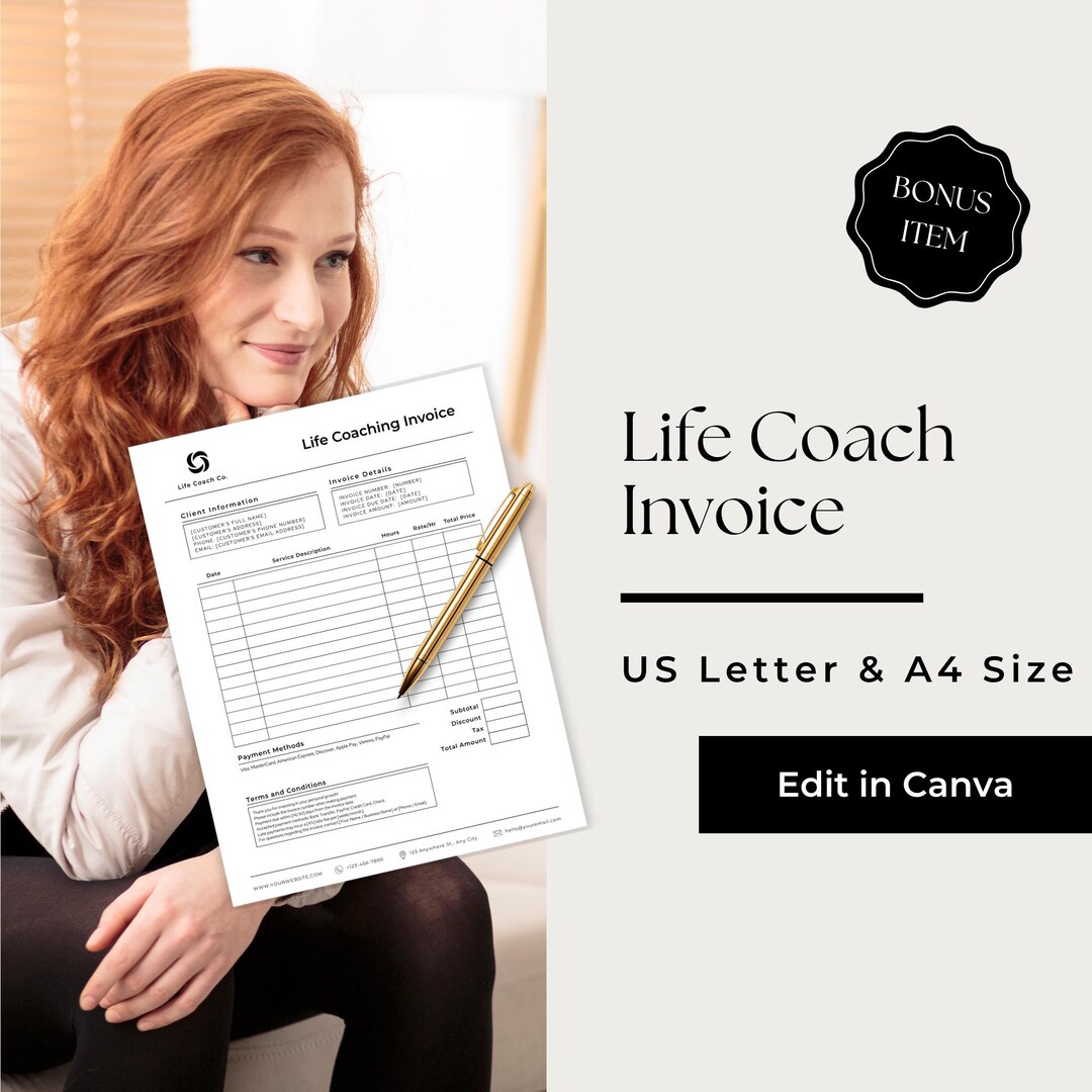 Life Coach Invoice, Coaching Invoice, Life Coaching Forms, Service ...