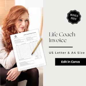 Life Coach Invoice, Coaching Invoice, Life Coaching Forms, Service Invoice, Mentoring Forms, LCO101-1