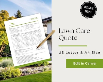 Landscaping Quote Template, Landscaping Estimate Template, Landscaping Cost Estimate, Lawn Mowing Quote, Lawn Care Quote Template, LCB202-1