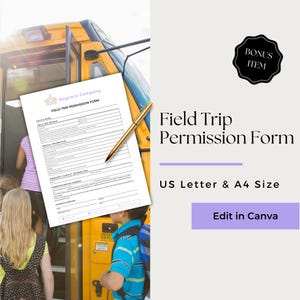 Field Trip Permission Form, Field Trip Template, Field Trip Form, Permission Slip, Permission Form, CCB106-1