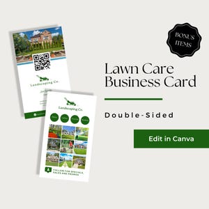 Lawn Care Business Card Template, Lawn Mowing Business Cards, Lawn Care Business Card Canva, Lawn Service Business Card, LCB103-8
