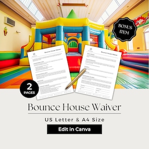 Bounce House Liability Waiver, Event Rental Waiver, Bounce House Forms, Party Rental Waiver, Inflatables Waiver, BES101-1