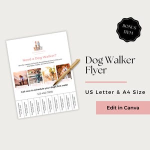 Dog Walker Flyer, Dog Care Flyer, Dog Walking Service, Pet Services Flyer, Pet Business Flyer, DWB102-1