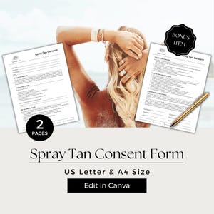 Formulario de consentimiento para bronceado en aerosol, Formularios para salones de bronceado, Plantilla de bronceado en aerosol, Formulario de responsabilidad del salón, Formularios de consentimiento para bronceado, COS101-1