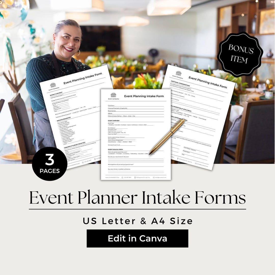 Event Intake Form Examples Event Planner Intake Form, Event Intake Form, New Client Intake Form ...