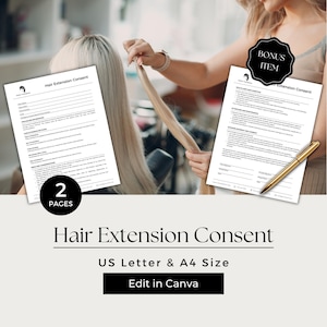 Hair Extension Consent Form, Cosmetologist Forms, Hair Extension Forms, Hair Consent Form, Hair Client Consent, COS101-1