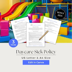 Daycare Illness, Sick Policy, Daycare Sick Policy, Child Illness Policy, Sick Child Policy, CCB204-1