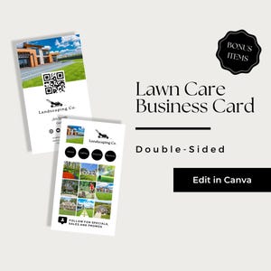 Lawn Care Business Card Canva, Lawn Service Business Card, Lawn Care Business Card Template, Lawn Mowing Business Cards, LCB101-6