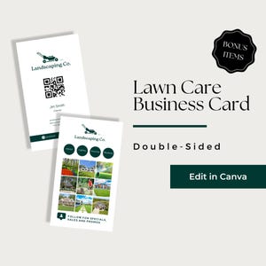 Lawn Care Business Card Canva, Lawn Service Business Card, Lawn Care Business Card Template, Lawn Mowing Business Cards, LCB106-2