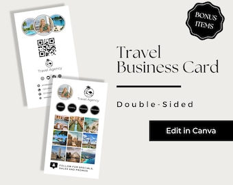 Travel Service Cards, Travel Agent Business Card Template, Travel Agency Business Card, Canva Template Travel Agent Business Card, TVL101