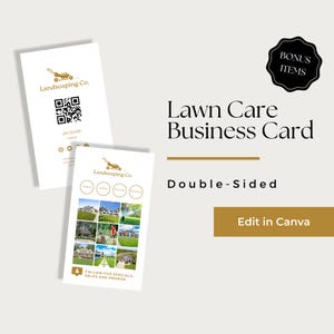 Lawn Care Business Card Template, Lawn Mowing Business Cards, Lawn Care Business Card Canva, Lawn Service Business Card, LCB106-4