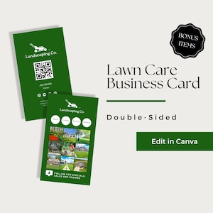 Lawn Service Business Card, Lawn Care Business Card Template, Lawn Mowing Business Cards, Lawn Care Business Card Canva, LCB103-3
