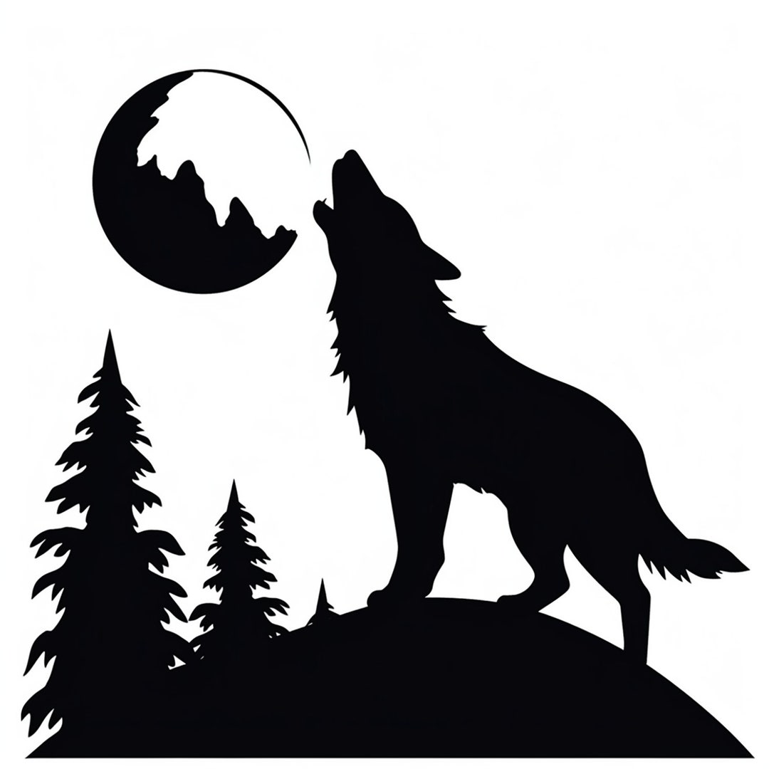 20 SVG Images, Howling Wolf SVG Silhouette Cut Out Design, Mountain ...