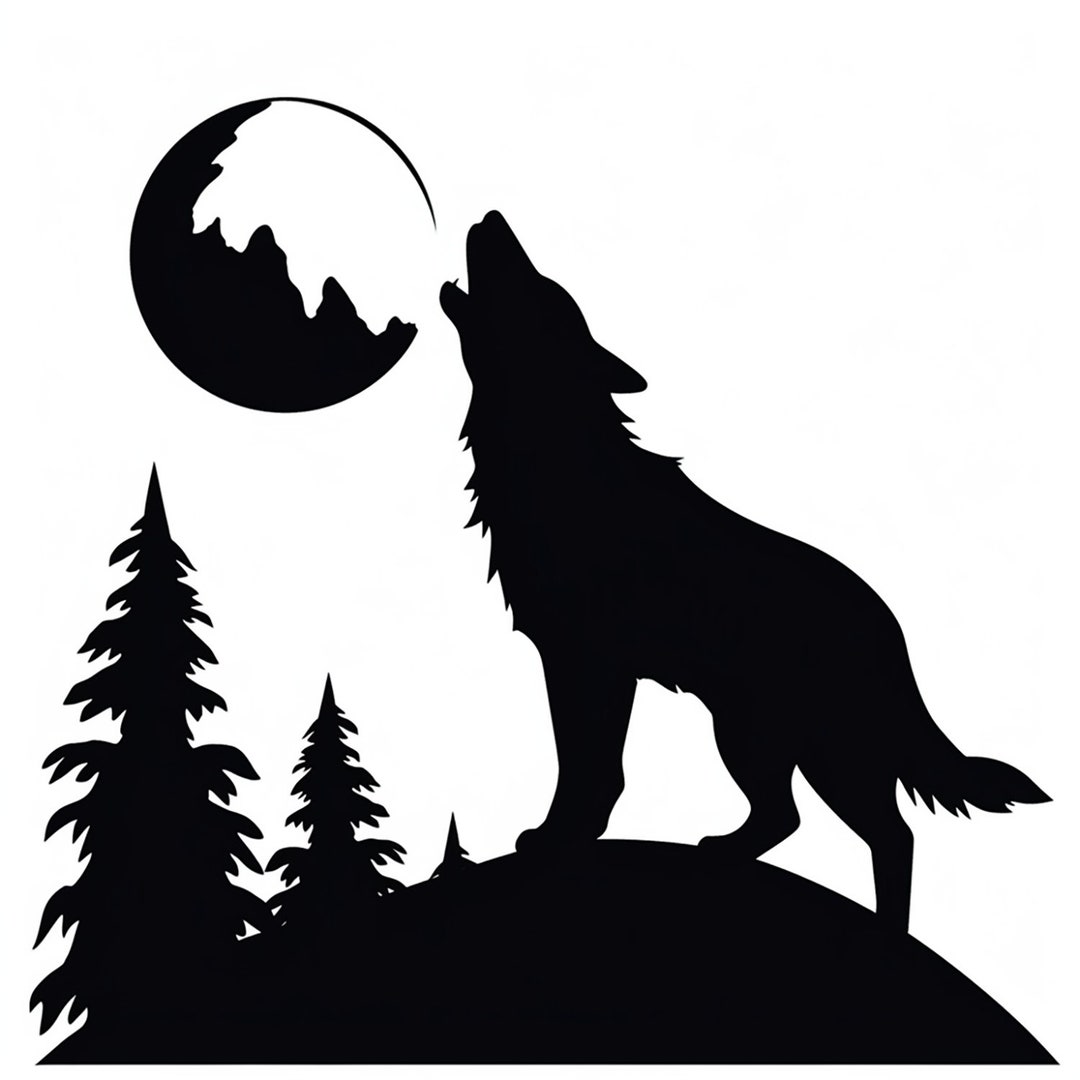 20 SVG Images, Howling Wolf SVG Silhouette Cut Out Design, Mountain