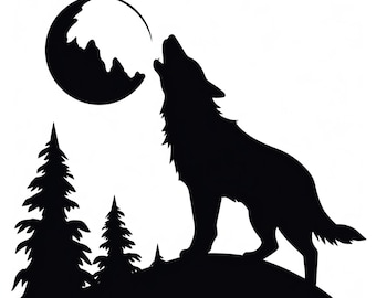 20 SVG images, Howling Wolf SVG Silhouette Cut Out Design, Mountain Wolf svg, Wolf Howling, Vinyl Decal Design, Wolves svg, Shirt design