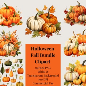 HALLOWEEN FALL clipart BUNDLE, Set of 30 clipart images, Halloween, Fall, Thanksgiving, Cut Files Cricut, Silhouette