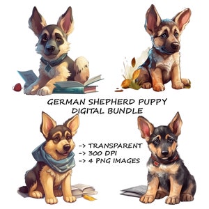 German Shephered Dog Clipart, DIY Portrait, Pet Portrait Back of Dogs Gift Ideas, Sublimation Design, dog lovers gift.