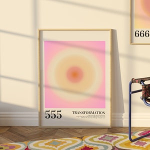 555 Angel Number Aura Energy Gradient Poster DIGITAL DOWNLOAD Printable Aesthetic Spiritual Wall Art for Home, Studio, Bedroom or Dorm