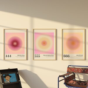 Set of 3 Angel Number Aura Energy Gradient Poster DIGITAL DOWNLOAD Printable Aesthetic Spiritual Wall Art for Home, Studio, Bedroom or Dorm
