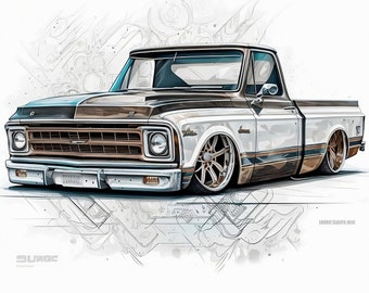 Trucks, sketches, cool, car poster, swag