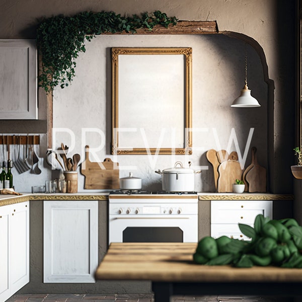 10 Italian Kitchen Frame Mock Ups, Interior Design, Digital Art, Home Frame Mockups, Scenes, Wall Art, Wall Art Frame Mockup