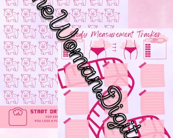 Pig Themed weight loss tracker and body measurements