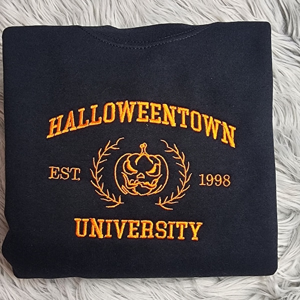 Halloweentown Embroidered Unisex Sweatshirt, Embroidered Halloweentown Sweatshirt or Hooded Sweatshirt