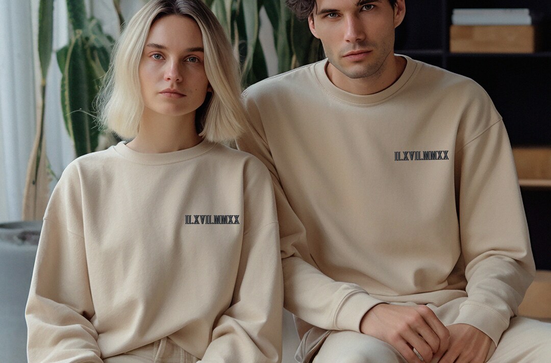Roman Numerals Sweatshirt Custom Embroidered Sweatshirt, Roman Numbers ...