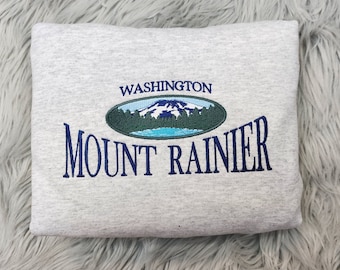 Mount Rainier Embroidered Crewneck - Mount Rainier Washington Crewneck - Embroidered Gifts - T-Shirt - Sweatshirt - Hoodie