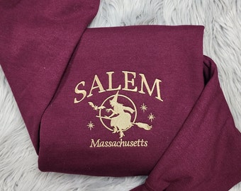 Salem Witches Embroidered Crewneck - Salem Witch Massachusetts Crewneck - Witch Sweatshirt  - T-Shirt - Sweatshirt - Hoodie