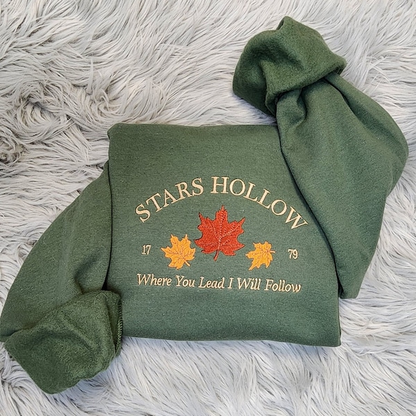 Embroidered Stars Hollow Sweatshirt - Where You Lead I will Follow Unisex Sweatshirt or Hooded Sweatshirt