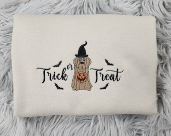 Trick or Tread Ghost Dog Embroidered Crewneck - Halloween Ghost Dog Embroidered Unisex T-Shirt -Sweatshirt or Hooded Sweatshirt