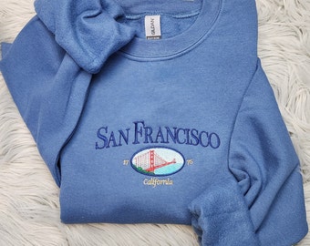 Embroidered San Francisco Golden Gate Bridge Sweatshirt - San Francisco California Unisex  Crewneck Sweatshirt or Hooded Sweatshirt