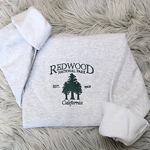 Embroidered Redwood Forest Crewneck - Redwood National Park Unisex Sweatshirt great for men and women Sweatshirt or Hooded Sweatshirt