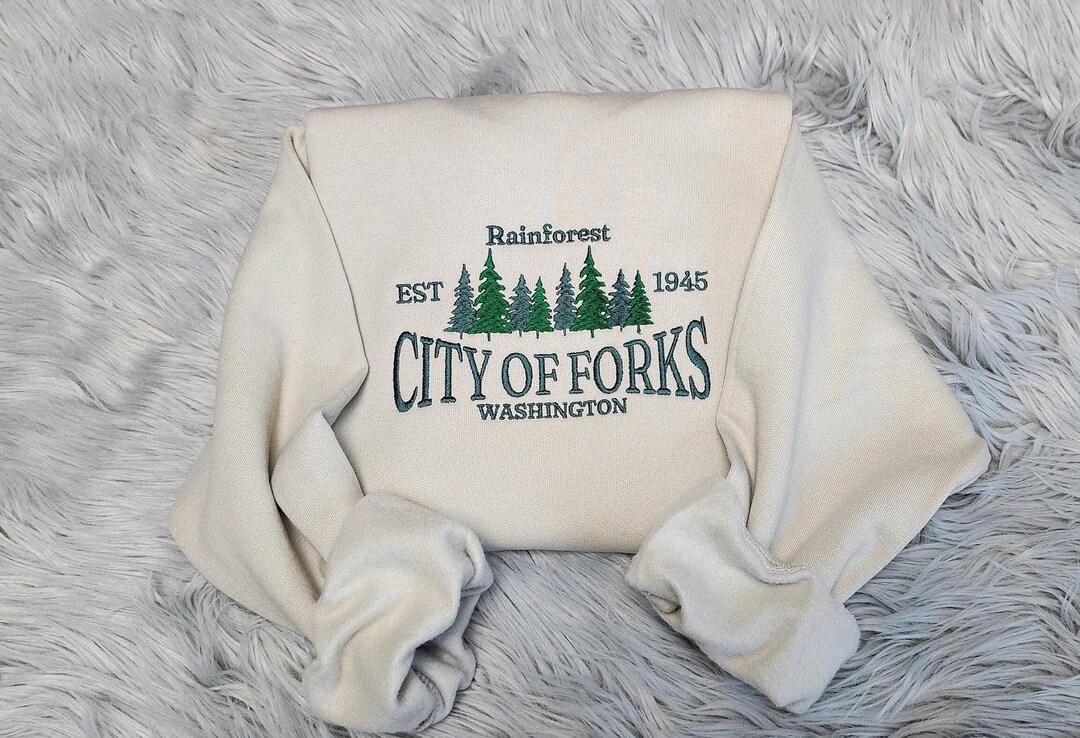 Embroidered City of Forks Sweatshirt City of Forks Washington Unisex