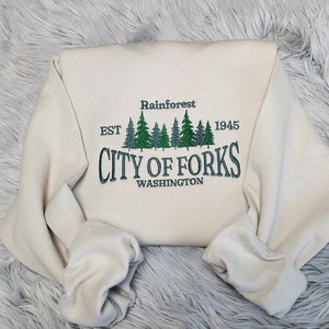 Embroidered City Of Forks Sweatshirt - City Of Forks Washington Unisex Sweatshirt great for men and women Sweatshirt or Hooded Sweatshirt