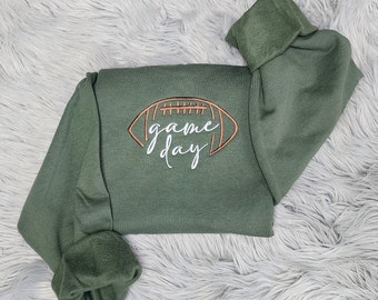 Embroidered Game Day Unisex Sweatshirt, Game Day Embroidered Sweatshirt and Hooded Sweatshirt
